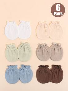 6 Pairs 0-6 Months Baby Anti-Scratch Mittens, Soft Breathable Unisex Newborn Gloves, Skin-Friendly Comfortable For Sleeping, Playing And Daily Use - 6 Pairs - View 13