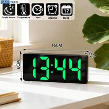 Relógio De Mesa Digital Led Inteligente Com Despertador Alarme Temperatura e Soneca - LED Verde - Visão 10
