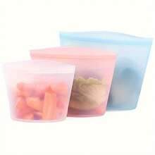 1 pieza Bolsas de almacenamiento de alimentos de silicona - Reutilizables, a prueba de fugas & Contenedores con cierre vertical para frescura - Esenciales de cocina, 17.6oz/35.2oz/52.8oz - Multicolor - Ver 10