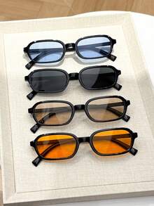 Bộ 5 chiếc kính mắt nữ gọng chữ nhật nhỏ kiểu retro, kính mắt thời trang dễ thương màu trơn, phù hợp cho mọi mùa. - 5PC - Xem 13