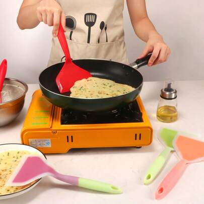 1pc Japanese Silicone Pancake Spatula, Silicone Pancake Flipper, Steak Turner For Eggs, Fish, Pizza And Steak Cooking, Kitchen Utensil, Apartment Essential, College Dorm Must-Have, Back To School Prep, Kitchen Accessory