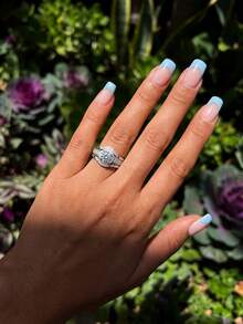 1 chiếc nhẫn bạc 925 Sterling độc đáo, đính đá Zirconia, thích hợp cho lễ đính hôn, đám cưới, tiệc tùng, đeo hàng ngày, một lựa chọn trang sức cao cấp lý tưởng dành cho phụ nữ. - Bạc - Xem 2
