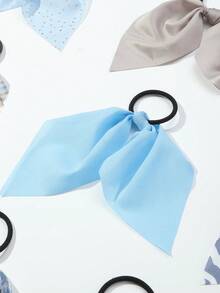 10pcs Women's Minimalist Bohemian Style Blue Printed Hair Scrunchies Set, Suitable For Daily Wear In Spring And Summer - Multicolor - View 2