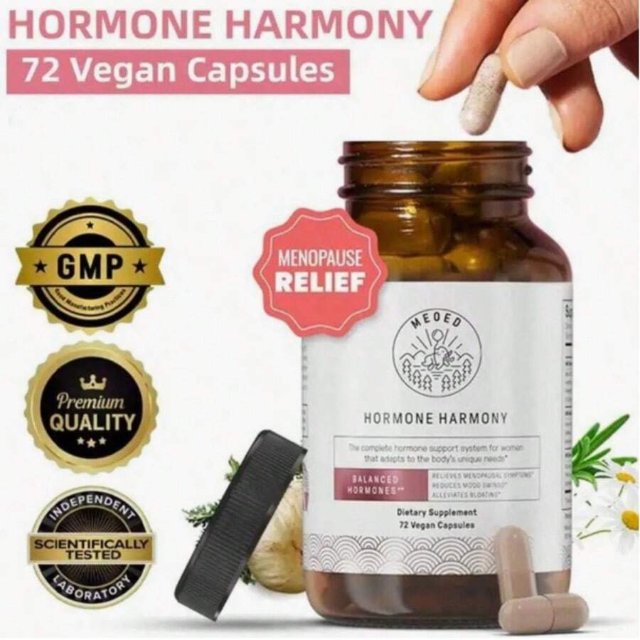 Hormone Harmony Supplement For Women - Natural Hormonal Balance Support | Menopause & Perimenopause Wellness L Helps With Hot Flashes & Mood 72 Capsules - 100g - 查看 1