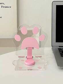 1个粉色猫爪透明360°旋转可折叠平板/手机支架，适用于、安卓手机，生日、送给家人、朋友的礼物 - 彩色 - 查看 5