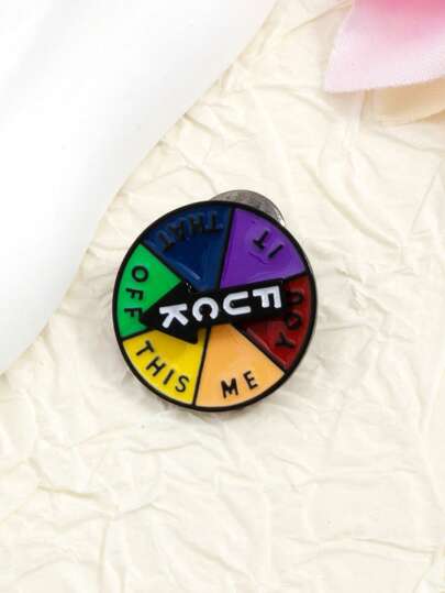 1 pieza Broche giratorio multicolor con letra en inglés, accesorio multifuncional