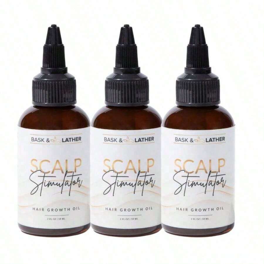 3-Pack BASK AND LATHER Scalp Stimulator - Lightweight Rosemary & Mint Blend For Thicker, Fuller Hair, Alopecia Support & Hair Regrowth - 3瓶 - 查看 1