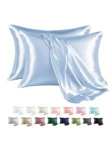 2pcs Silky Soft Breathable Satin Pillowcases, Ideal Gift For Parents And Friends To Use In Air-Conditioned Rooms During Summer - Pink - View 12