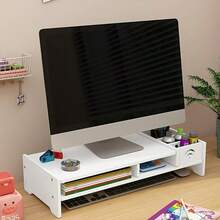 Computer Desktop Monitor Stand Laptop TV Display Screen Riser Shelf White, 49*21*11cm - White - View 9