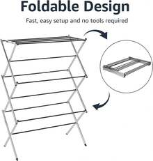 Foldable Clothes Drying Rack Heavy Duty Portable Laundry Rack Indoor Outdoor Use Space Saving Garment Rack Air Dry Stand Collapsible - White - View 2