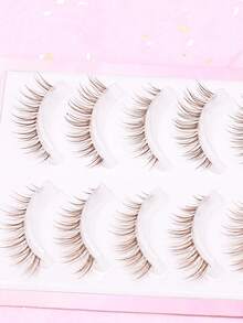 5对棕色自然款假睫毛，3D水貂毛短款浓密假睫毛，热门化妆工具，自然浓密型假睫毛，附赠睫毛夹和睫毛刷 - 棕色 - 查看 6