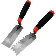 Juego de herramientas para azulejos de hormigón, paquete de 2 paletas de margen planas y cuadradas de acero al carbono, herramie - Ver 2