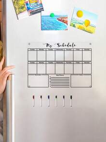 1pc Weekly Planner Magnetic Whiteboard, Transparent Acrylic Refrigerator Memo Board - I - View 9