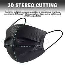 50pcs Black Disposable Mask, Individually Packed, Hygienic And Portable, Suitable For Travel And Office Use. - Black - View 5