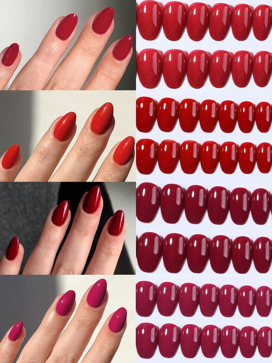 96 miếng/hộp (4 hộp hỗn hợp) Miếng dán móng tay acrylic hình bầu dục ngắn màu đỏ, kiểu dáng ngắn, vừa vặn hoàn hảo. Bộ sản phẩm bao gồm: 1 miếng gel dẻo và 1 dũa móng, phù hợp cho phụ nữ và các cô gái sử dụng hàng ngày và trong các bữa tiệc. - Nhiều màu - Xem 1