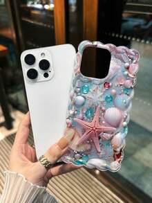 Ốp lưng trong suốt in hình sao biển, viền sóng bện, có dây xích, màu sắc tươi sáng, chống rơi vỡ, dễ thương, tương thích với iPhone 17/17 Pro/17 Pro Max, 16/16 Pro/16 Pro Max, 16 Plus, 10 - Nhiều màu - Xem 2
