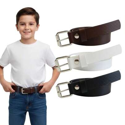 Kit 3 Cintos Infantil juvenil Couro Sintético Básico Social Masculino Ajustavél 2cm Largura - Mateus
