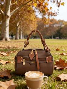 Boston Tote Pillow Bag, New Style, Super Soft, Large Capacity, Crossbody, Women's Bag - Cà phê - Xem 3