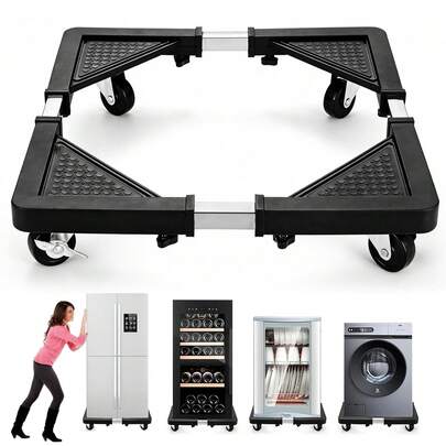 Base Para Lavadora Móvil De Acero Inoxidable, Base Móvil Con Ruedas Para Refrigerador, Ruedas Giratorias De 360 Grados Con Mecanismo De Bloqueo, Tamaño Ajustable De 40-60cm, Adecuado Para Diferentes Tamaños De Frigoríficos, Lavadoras Y Otros Electrodomésticos