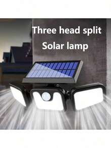 3pcs Solar Outdoor Light With Three Head Motion Sensor Wall Light, 54 LED Chips With 270 ° Wide-Angle Lighting, Wide Range And 3 Modes Of Wall Decoration Lighting. Solar Wall Light Is Suitable For Garden, Courtyard, Street, Garage, Courtyard, Porch Lighting - 3pcs - 查看 6