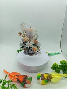 2 Peças Suporte Decorativo de Vela Acrílico Estilo Boêmio Plano com Base - Decoração Floral de Mesa de Plástico para Quarto, Casa e Escritório, Sem Necessidade de Eletricidade, Presente Ideal para Ano Novo - Multicolorido - Visão 9