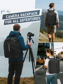 NEWHEY Mochila para cámara con carcasa rígida para DSLR/SLR, impermeable, con compartimento para portátil de 15.6 pulgadas, estuche profesional para cámara con funda contra la lluvia, mochila para fotografía con estuche para lente de cámara - Multicolor - Ver 3