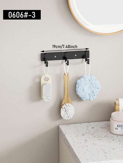 1个黑色门后挂钩，铝制免钻孔浴室厨房挂钩，壁挂式衣帽架浴室配件浴室工具