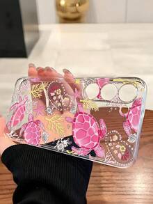 1pc Fashionable Creative Pink Sea Turtle, Seashell, Seaweed Soft Phone Case, Compatible With Huawei Honor, Galaxy A04e/12/A13/A14/A34/A50/A52/A53/A54/S21/S22/S23/S24/S25/S25Ultra/S25FE/S26/S26 PLUS/S26 ULTRA/S26 EDGE, 6A/7A/8A, 12T/13T/15T/15T Pro - Clear - View 3