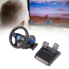 Game Steering Wheel 180° Rotation 7 in 1 Vibration USB Racing Game Wheel with Pedal for PC - Ver 7