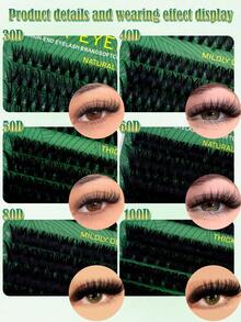 570pcs Mixed Eyelash Extension Kit, High Capacity Individual Lashes 10-16MM Mixed D-Curl Natural Soft Comfortable False Eyelashes, Includes Lash Glue, Tweezers And Lash Brush - Multicolor - View 5