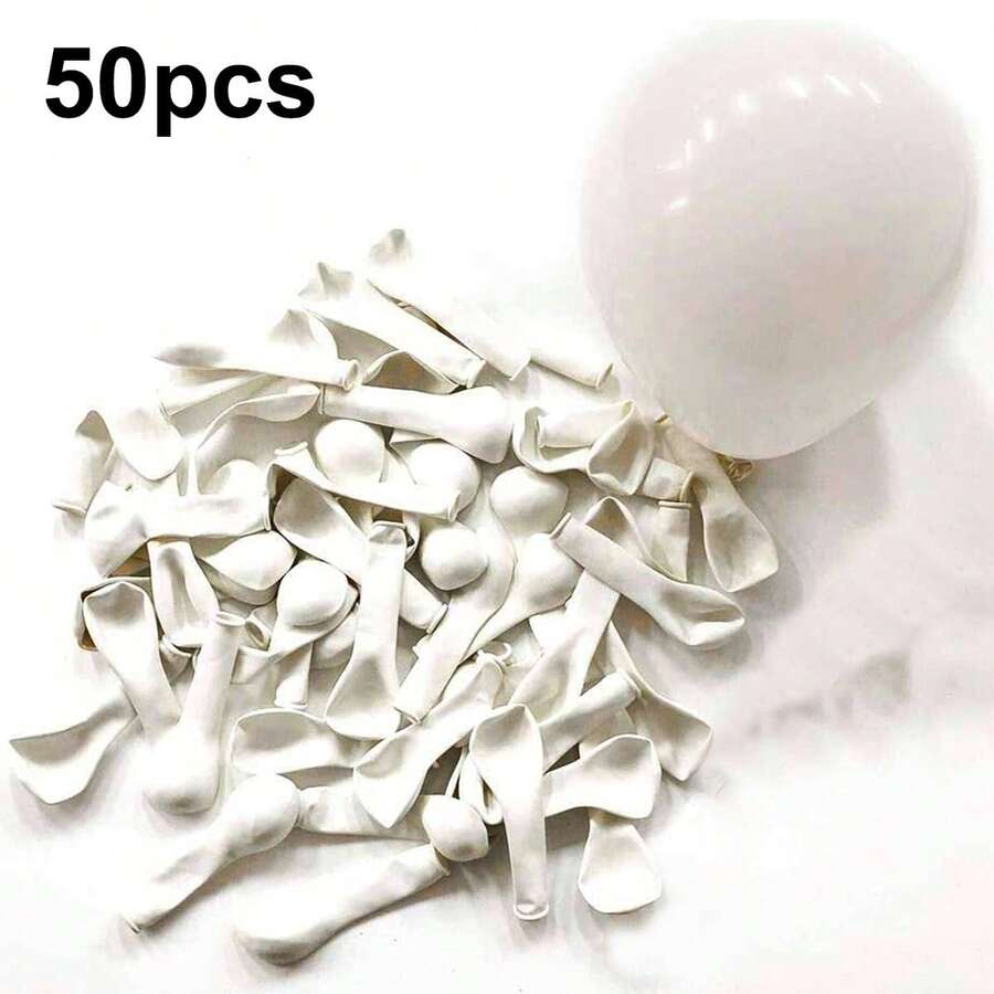 50pcs 5-Inch White Party Balloons, Happy Birthday, Jungle Theme Decorative Balloons, Gender Reveal Party, Wedding - White - View 1
