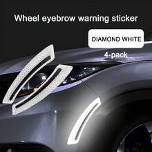 4PCS Car Wheel Eyebrow Reflective Stickers, Waterproof Anti-Scratch Auto Bumper Fender Safety Reflector Guard Strips Trim Side Marker, Vehicle Exterior Accessories, Universal Fit(White) - A - 查看 3