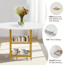 Mesa Redonda De Comedor Para 4 Personas Fácil de Montar (No incluyen sillas de comedor) - Blanco - Ver 4