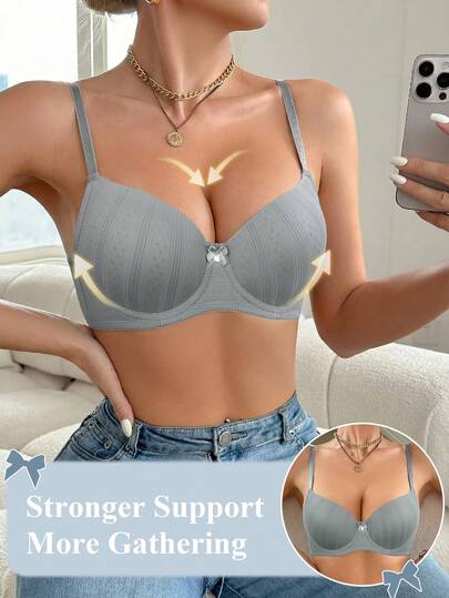 Reggiseno push-up grigio da donna - traspirante, confortevole e con forte sostegno