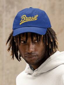 Embroidered Cap Brazil Urban Look Unisex Adjustable For Daily Use Gym Soccer World Cup Carnival Beach - Blue - View 1