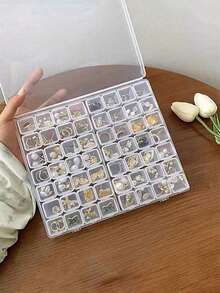 2Pcs Clear Plastic Storage Boxes Multipurpose Organizer For Earrings Rings Jewelry Nail Art Supplies Tools Accessories Portable Transparent Storage Case Great Gift For Women ,Room Decor - Multicolor - View 4