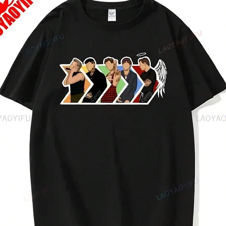 I Love One Directions Print T-Shirts Rapper Short Sleeve T Shirt Vintage Singer Tops Summer Cotton Hip Hop Men Women Tee-Shirts14 - màu đen - Xem 1