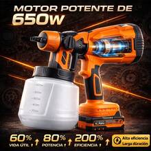 Maquina Para Pintar Pulverizador Pintura Con 2 Baterías 1200ml - Naranja - Ver 2