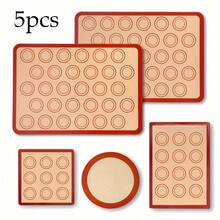 1/5 Piezas Juego de Tapetes de Silicona para Hornear, Esterillas Antiadherentes Reutilizables Resistentes al Calor para Macarons, Forros de Horno Multitamaño para Galletas, Pasteles, Pan, Fácil de Limpiar y Reutilizar Forros de Horno para Galletas - Ver 11