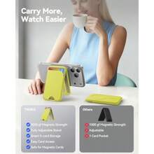 For MagSafe Wallet 5 Card Holder With Stand Magnetic Phone Wallet Stand For IPhone 17/16/15/14/13/12  Max Air Plus Series RFID Blocking Vegan Leather  Yw - Màu vàng huỳnh quang - Xem 5