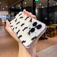 1个腊肠犬图案透明太空手机壳，全覆盖TPU材质，保护套 - 無色 - 查看 2