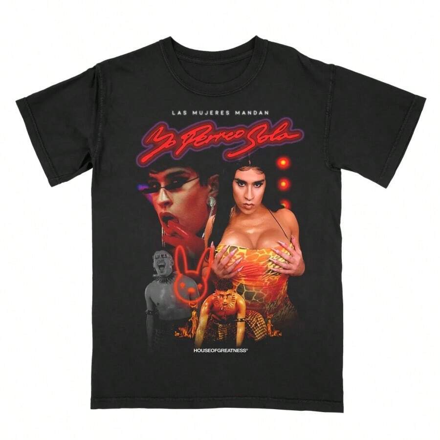 Bad Bunnys-Yo Perreo Sola- Vintage Tee - 黑色 - 查看 1