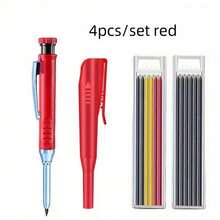 4支/套 2.8毫米实心木工铅笔，带笔帽，深孔自动铅笔，内置卷笔刀，适用于木工、建筑师（1支铅笔+1个笔帽+2个替换笔芯），返校季必备 - 套裝 - 查看 8