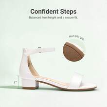 Girls' Chunky Low Heel Sandals Fashion Open Toe Ankle Strap Summer Sandals Suitable Wedding Party Dress Shoes & Daily Wearing - White - View 5