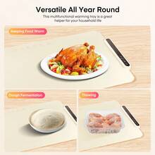 FOHERE Food Warming Mat, Fast Heating Electric Warming Tray With 3 Level Temperature, Roll-Up Food-Contact Silicone Heating Pad, 3H Auto Shut-Off, Portable Food Warmer For Parties Buffet Home, White - US A Type Plug(110-127V) - View 6
