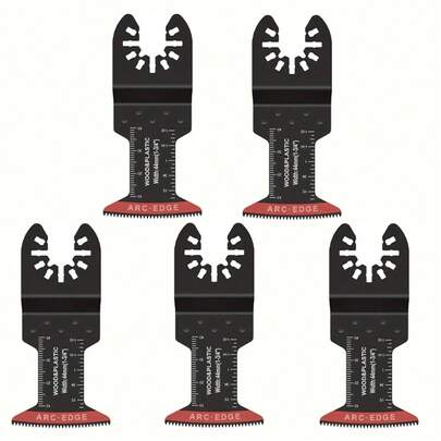 5pcs High Carbon Steel Oscillating Multitool Blades | 44mm Arc Edge, Sharp Wear-Resistant Fast Cutting Blades For Wood, Plastic, Metal - Black With Titanium Coating And Laser Engraving