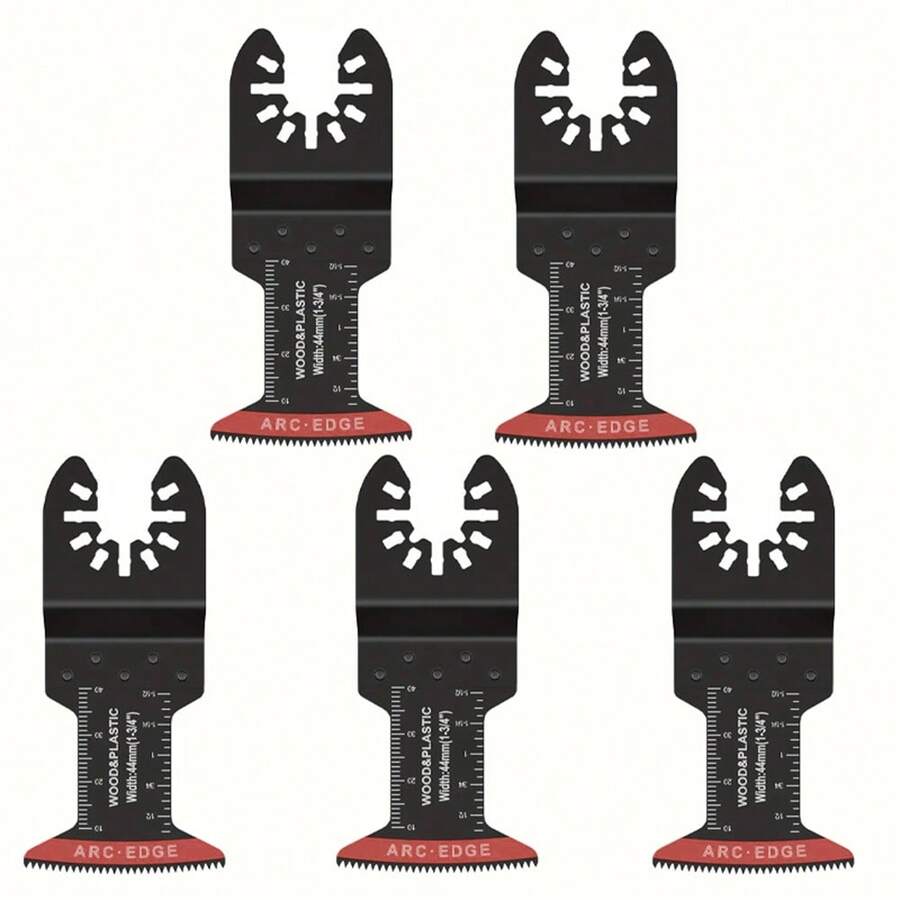5pcs High Carbon Steel Oscillating Multitool Blades | 44mm Arc Edge, Sharp Wear-Resistant Fast Cutting Blades For Wood, Plastic, Metal - Black With Titanium Coating And Laser Engraving