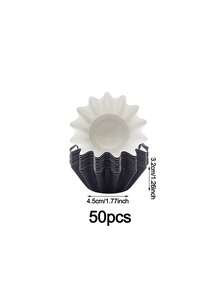 50个烘焙纸杯，带扇形边缘的纸杯蛋糕衬垫，玛芬纸杯，防油纸杯，适用于婚礼、生日、节日、派对、家庭烘焙 - 彩色 - 查看 13