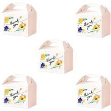 5Pcs Floral Thank You Paper Gift Boxes With Handles – Party Favor Boxes For Wedding, Bridal Shower, Birthday, Candy, Cookies, Small Gifts – Bulk Wholesale - Large Tote Box - View 13