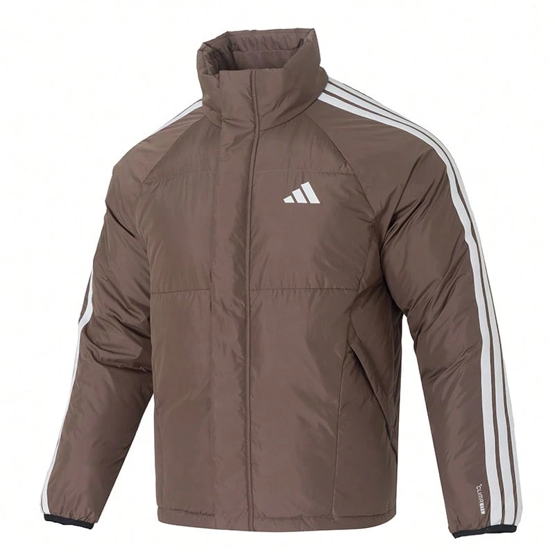Adidas Men's Down & Feather Jacket 3S LW D JKT, Sports Casual Stand Collar Outerwear Jacket, 80% Down, 20% Feather - Rock Layer Deep Soil Brown - View 1
